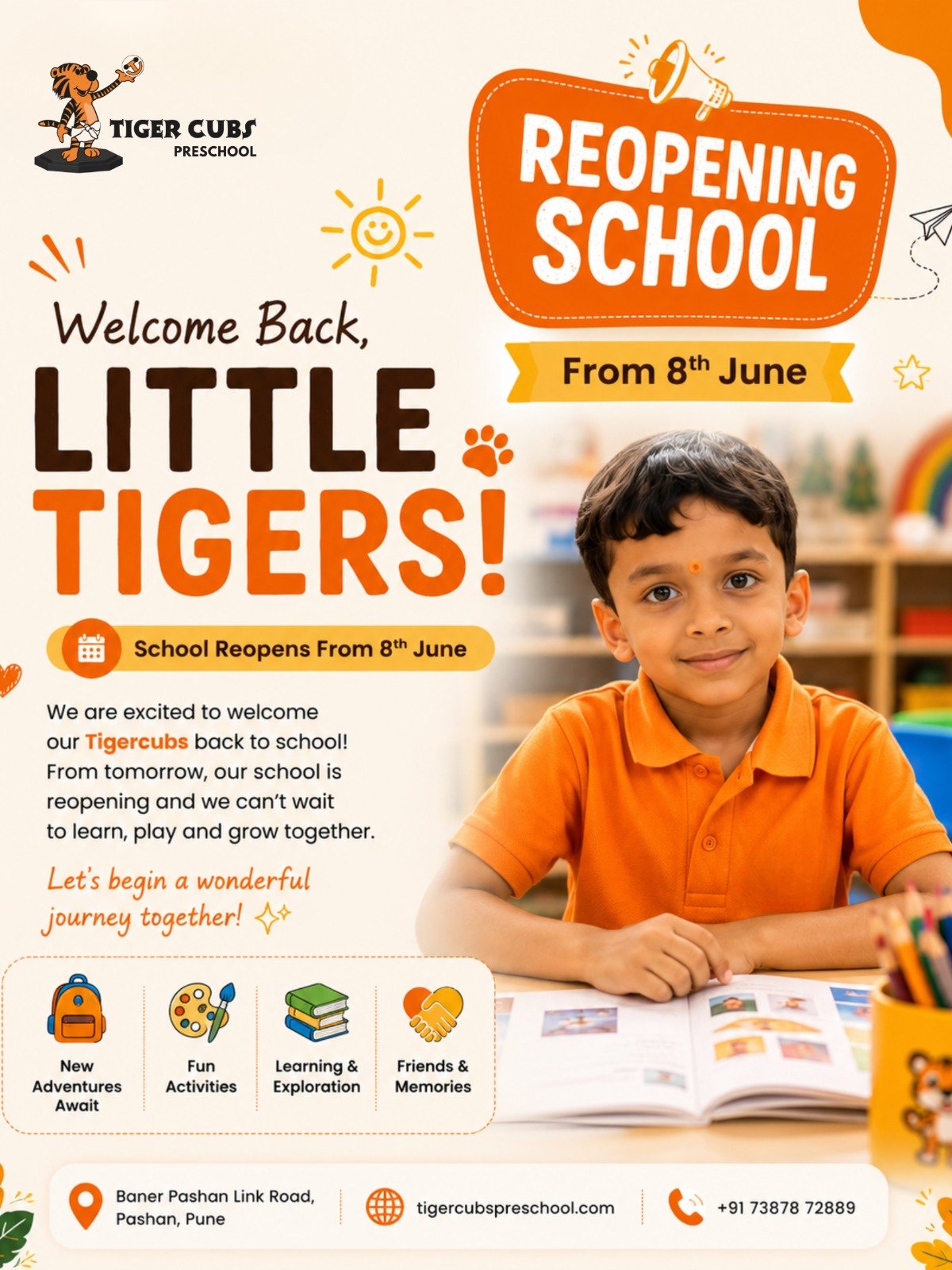 Tiger Cubs Preschool social media design