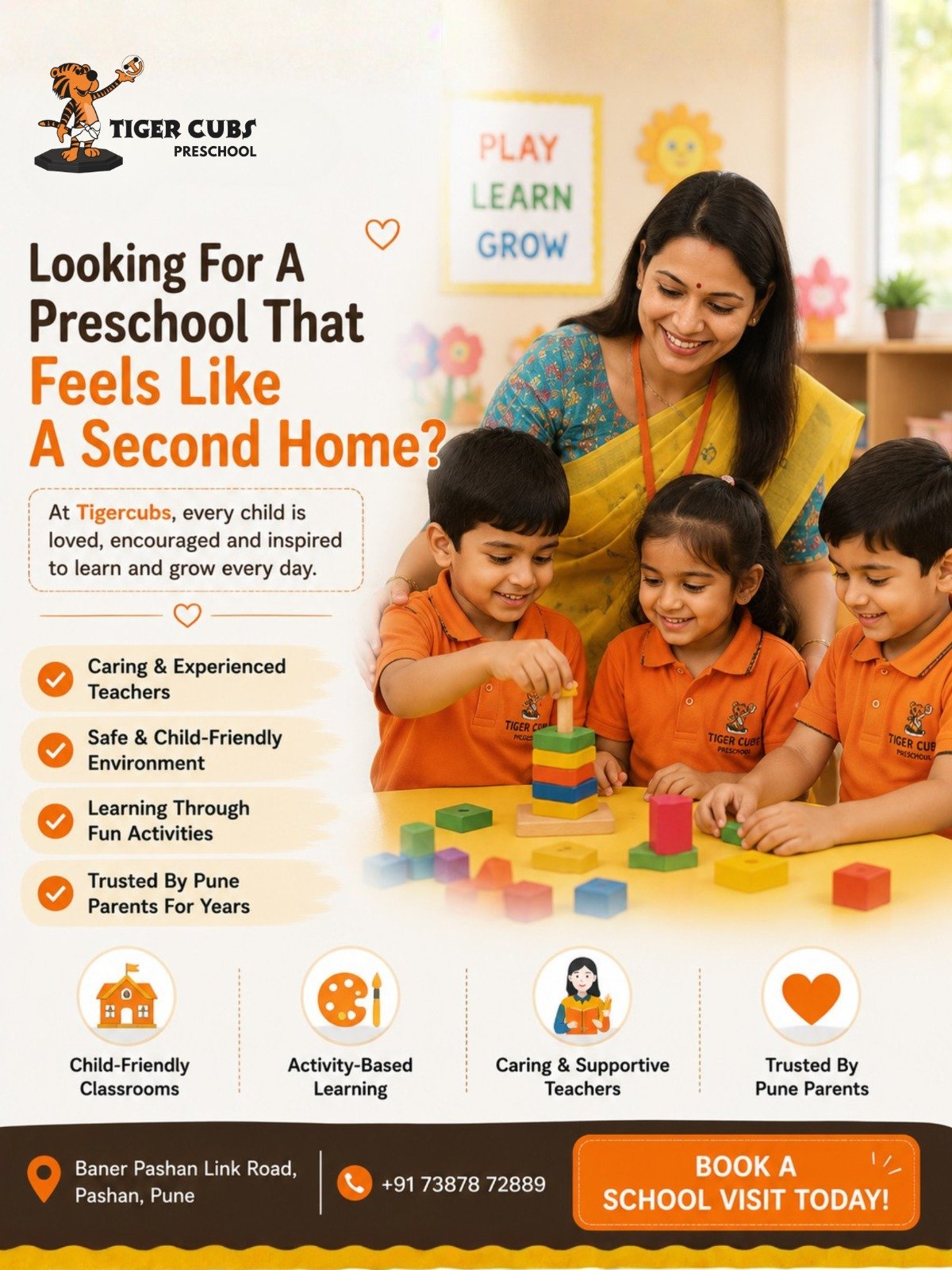 Tiger Cubs Preschool social media design