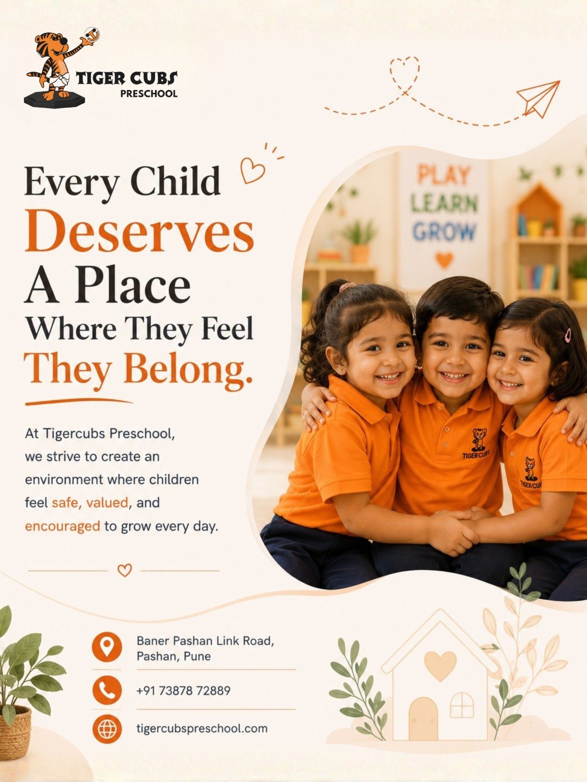 Tiger Cubs Preschool social media design