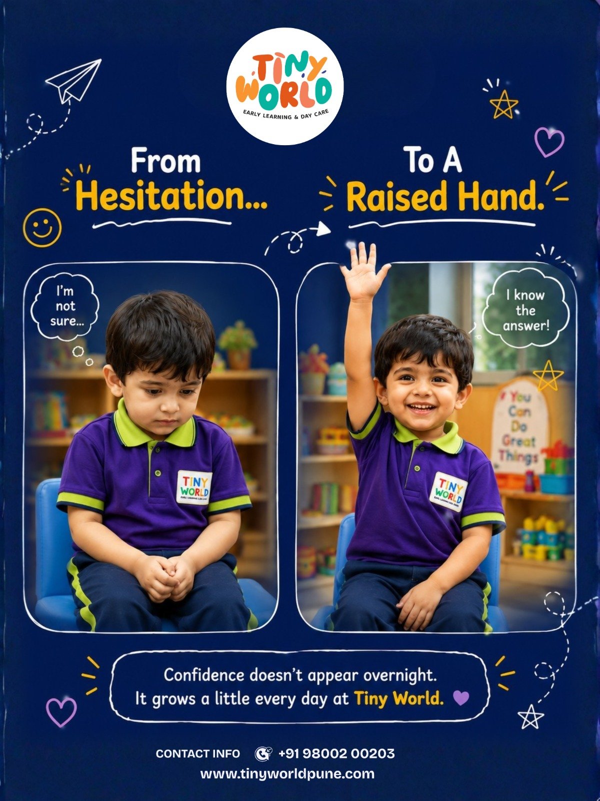 Tiny World 'From Hesitation to a Raised Hand' social media design